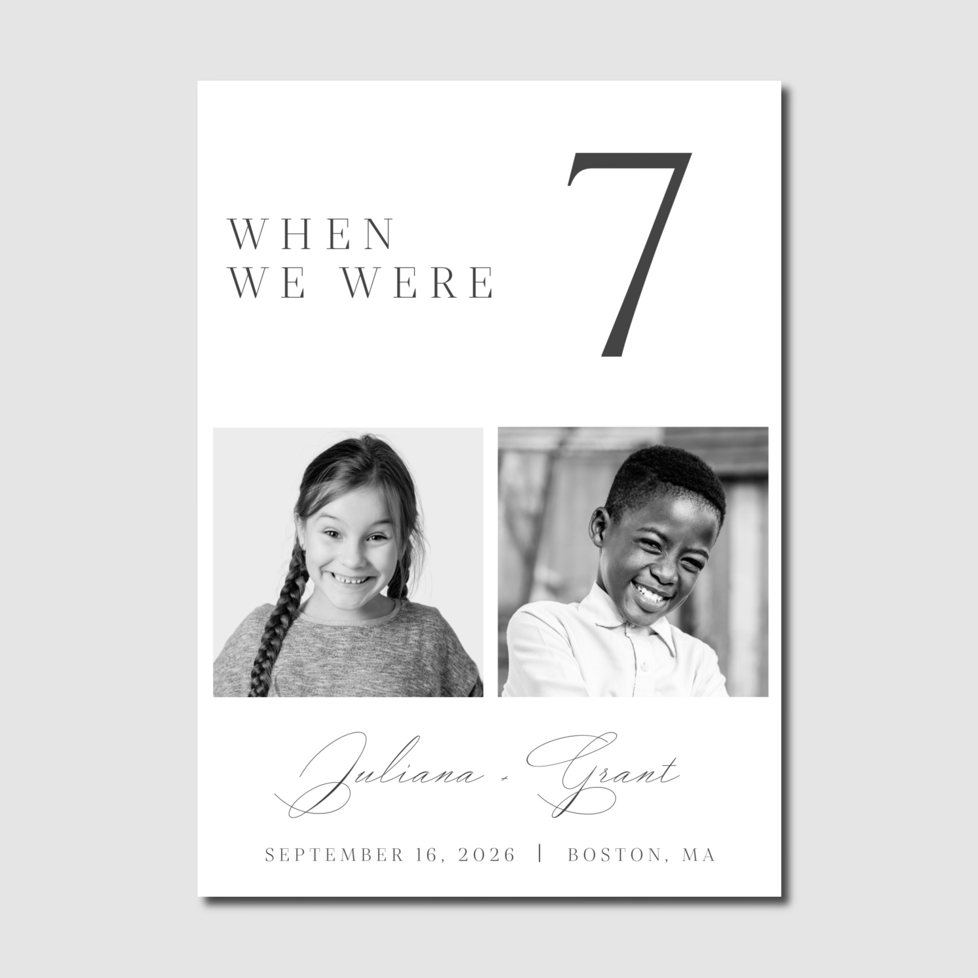 When We Were Photo Table Number Cards 5 x 7